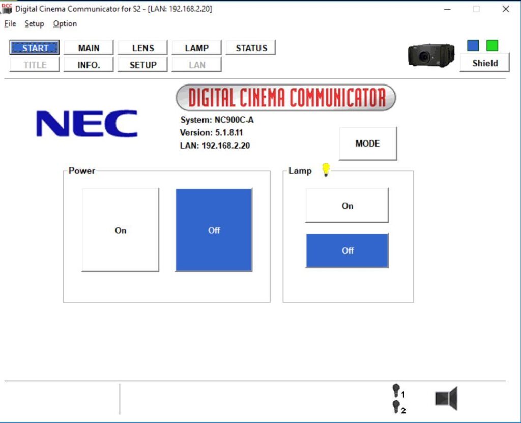 Digital Cinema Communicator for NEC projectors